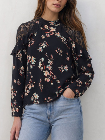 BLUSA FLORAL CON ENCAJE