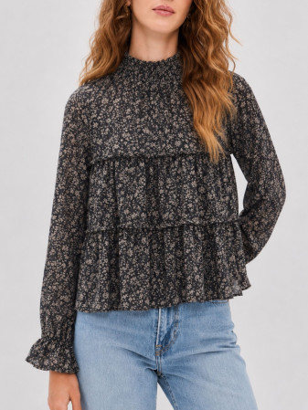 BLUSA PRINT FLORAL MANGA LARGA