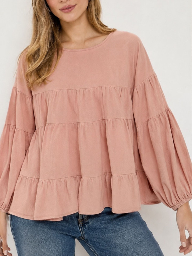 BLUSA ROSE MANGA LARGA