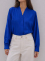 BLUSA AZUL VINTAGE SATINADA