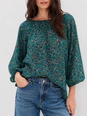 BLUSA VERDE ESTAMPADA LOFT