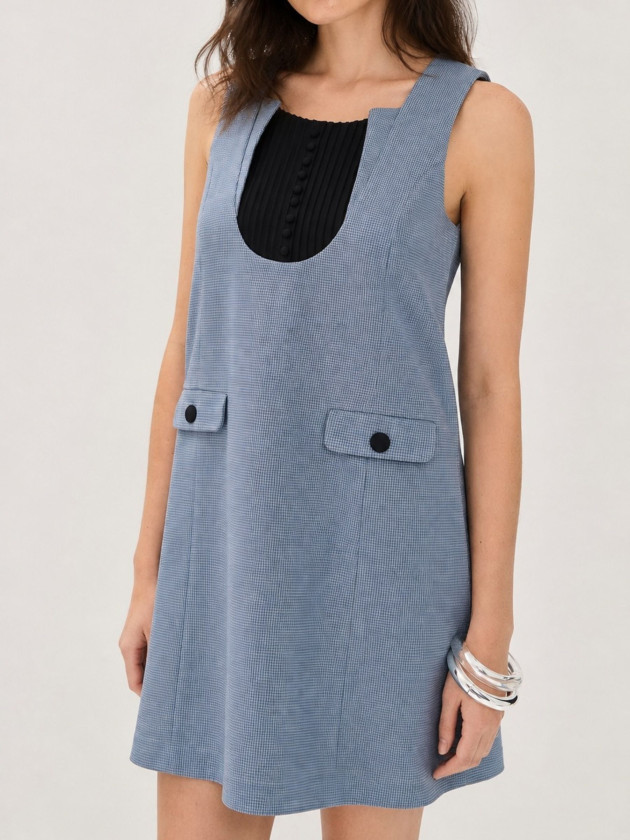 VESTIDO TWEED CELESTE