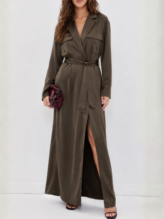 VESTIDO MAXI CARGO H&M SATINADO