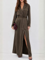 VESTIDO MAXI CARGO H&M SATINADO