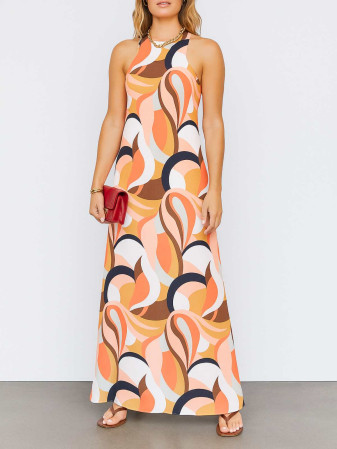 VESTIDO MAXI ESTAMPADO HALTER MANGO