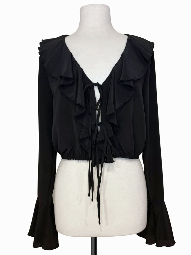 BLUSA NEGRA CON LAZOS