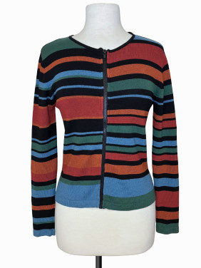 BLUSA VINTAGE CON ZIPPER RAYADA FALL