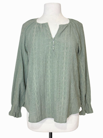 BLUSA VERDE BOHO CON TEXTURA
