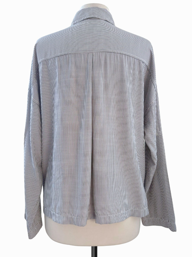 BLUSA MAX STUDIO LONDON RAYADA GRIS Y BLANCO