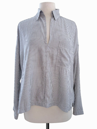 BLUSA MAX STUDIO LONDON RAYADA GRIS Y BLANCO