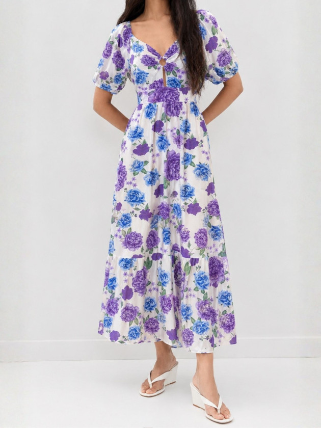 VESTIDO FLORAL LUCCA FLORES MORADAS