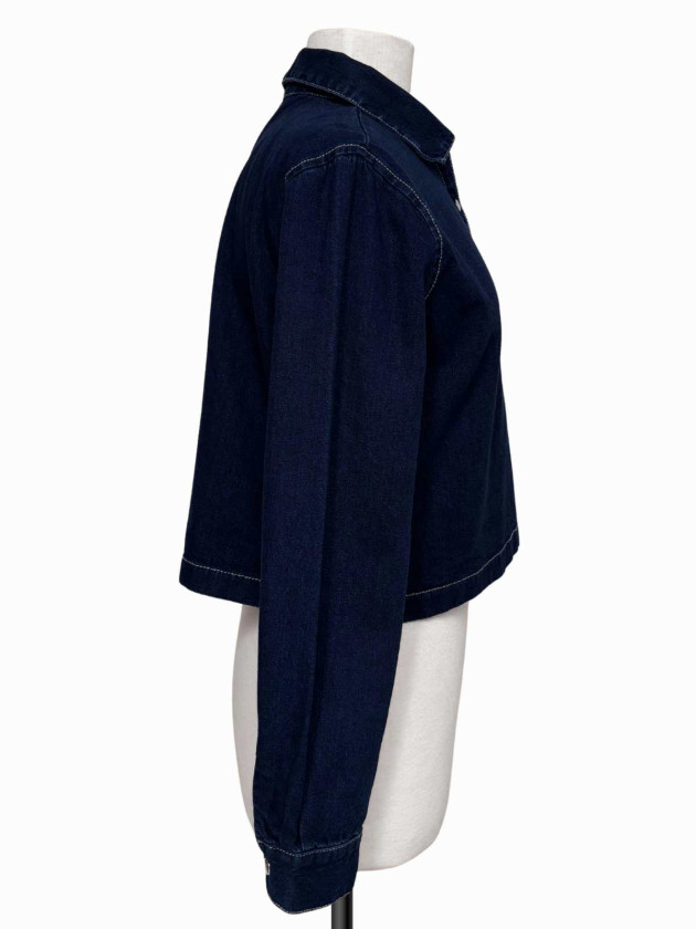 BLUSA DENIM CROPPED AZUL OSCURO