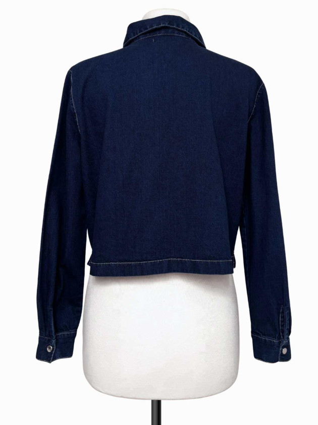 BLUSA DENIM CROPPED AZUL OSCURO