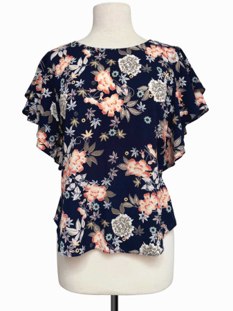 BLUSA FLORAL AZUL NEGRO