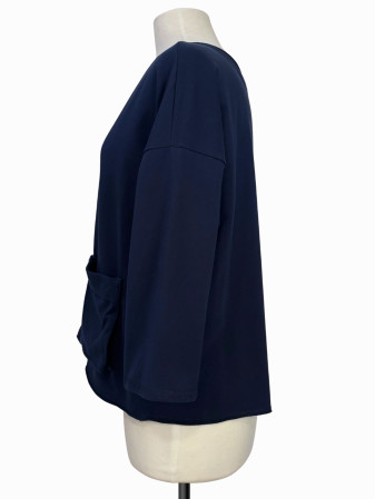 BLUSA AZUL BOXY ASIMETRICA