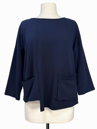 BLUSA AZUL BOXY ASIMETRICA