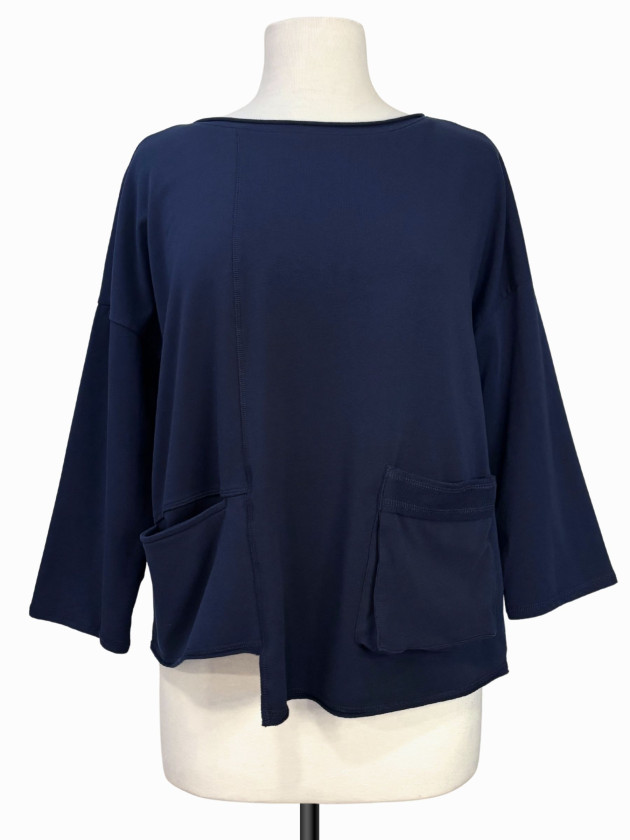 BLUSA AZUL BOXY ASIMETRICA