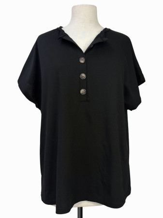 BLUSA NEGRA CON BOTONES CAFE