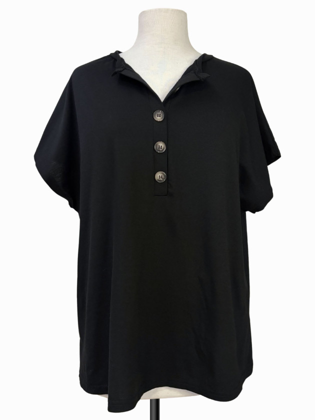 BLUSA NEGRA CON BOTONES CAFE