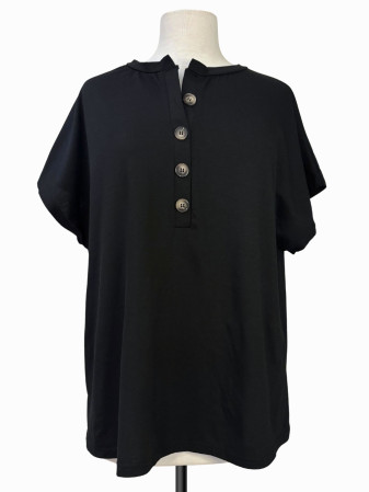 BLUSA NEGRA CON BOTONES CAFE