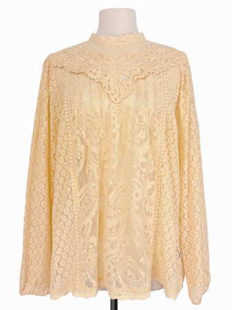 BLUSA ENCAJE CREMA MANGA LARGA