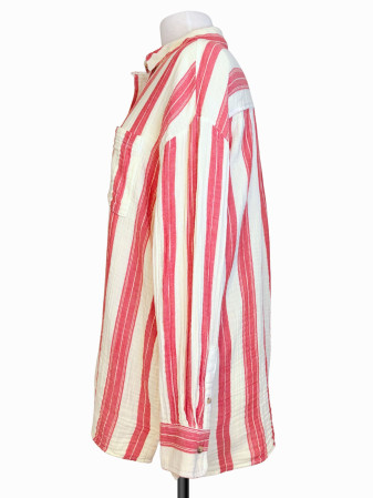 SOBRECAMISA RAYADA ROJO Y CREMA