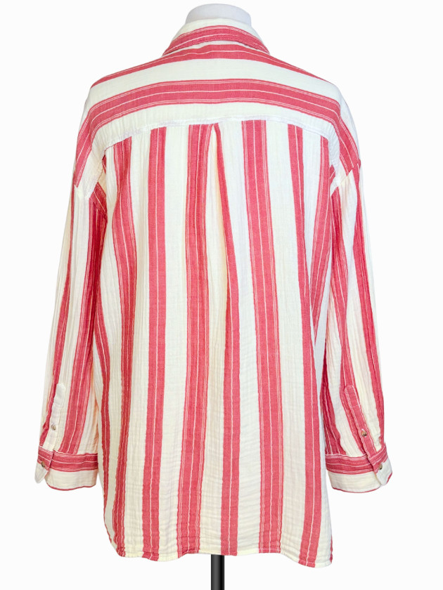 SOBRECAMISA RAYADA ROJO Y CREMA