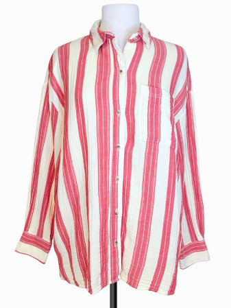 SOBRECAMISA RAYADA ROJO Y CREMA