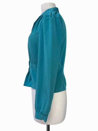 BLUSA VINTAGE SATINADA TURQUESA