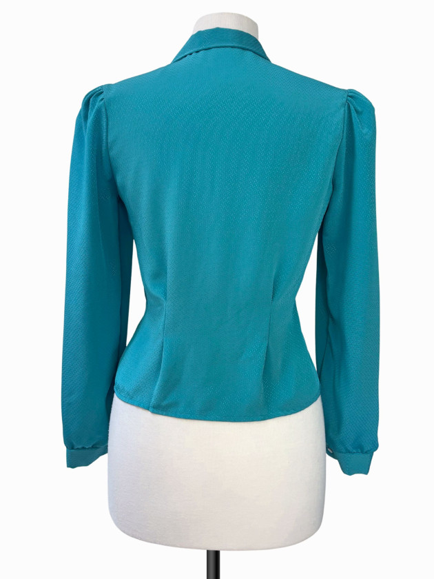 BLUSA VINTAGE SATINADA TURQUESA