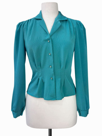 BLUSA VINTAGE SATINADA TURQUESA