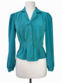 BLUSA VINTAGE SATINADA TURQUESA