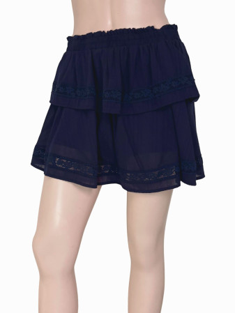 FALDA SHORT AZUL NEGRA CON ENCAJE