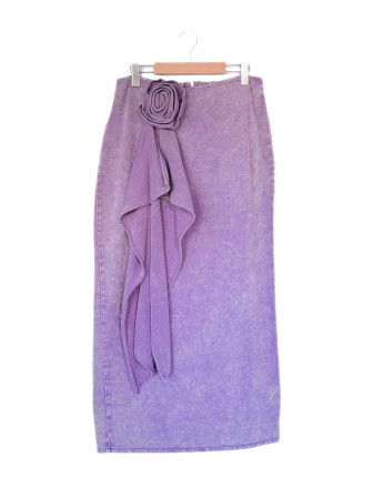 FALDA LILA DENIM CON ROSA