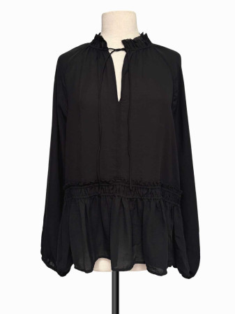 BLUSA NEGRA MANGA LARGA LOFT