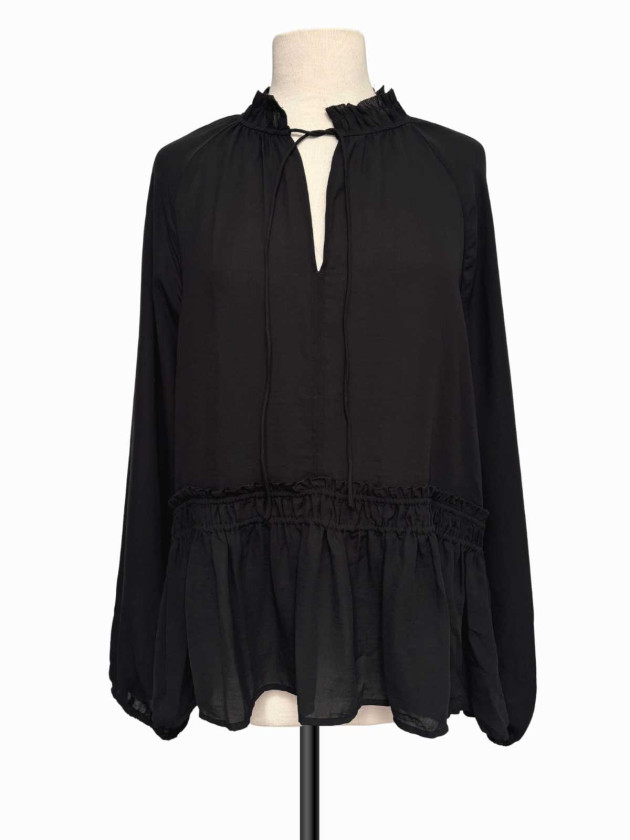 BLUSA NEGRA MANGA LARGA LOFT