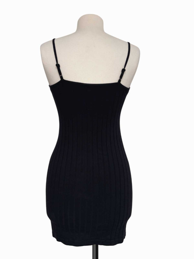 VESTIDO NEGRO BASICO KNIT CON ABERTURAS