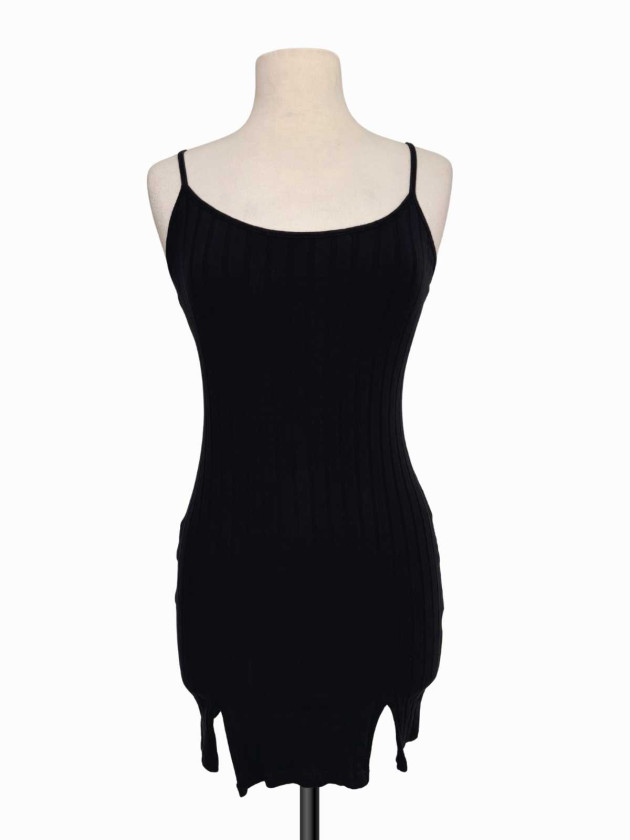 VESTIDO NEGRO BASICO KNIT CON ABERTURAS
