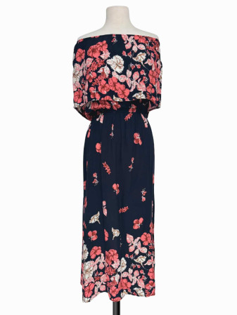 VESTIDO MAXI FLORAL AZUL NEGRO