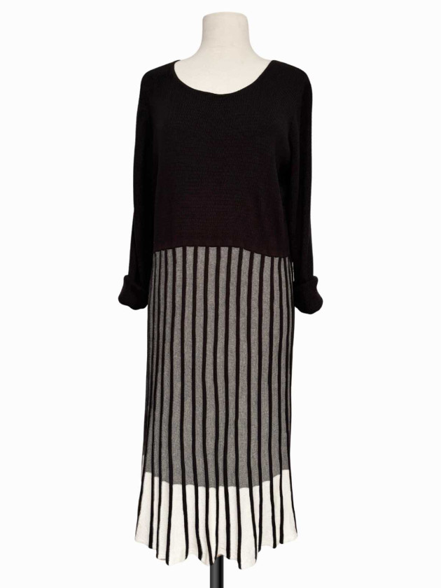 VESTIDO TEJIDO MIDI CALVIN KLEIN BLANCO Y NEGRO