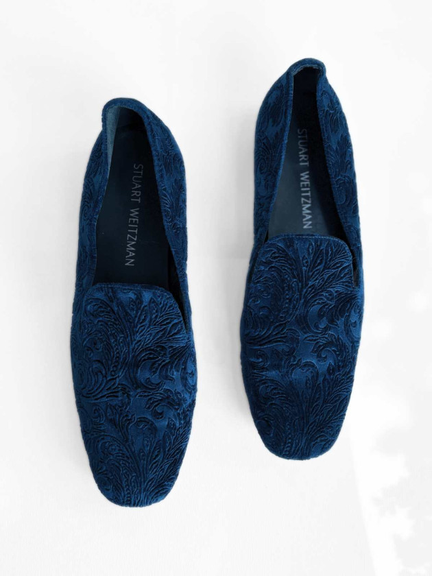 LOAFERS STUART WEITZMAN VELVET AZUL