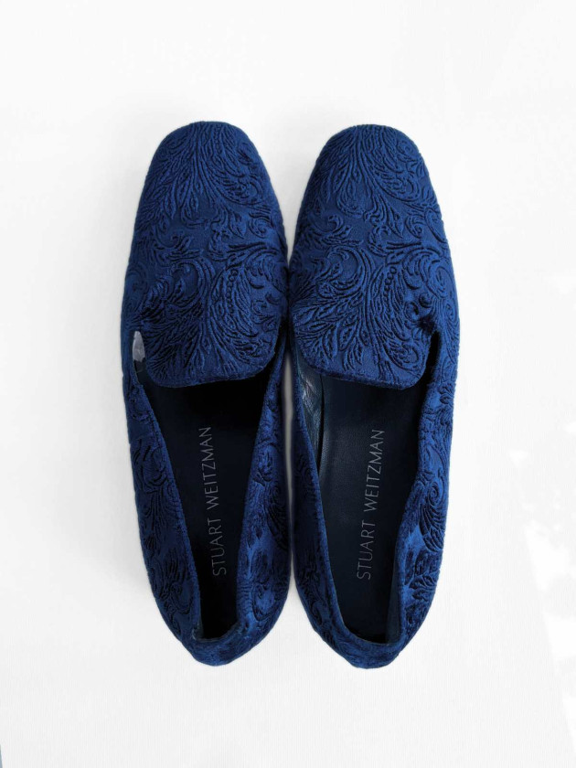 LOAFERS STUART WEITZMAN VELVET AZUL