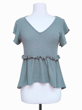 BLUSA VERDE-GRIS TEJIDA
