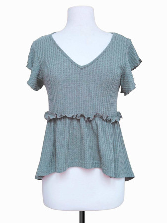 BLUSA VERDE-GRIS TEJIDA