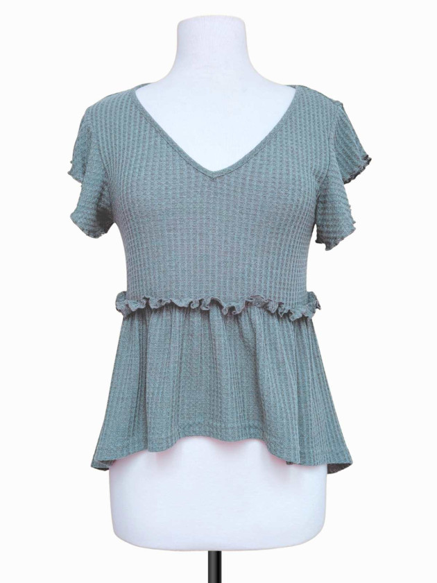 BLUSA VERDE-GRIS TEJIDA