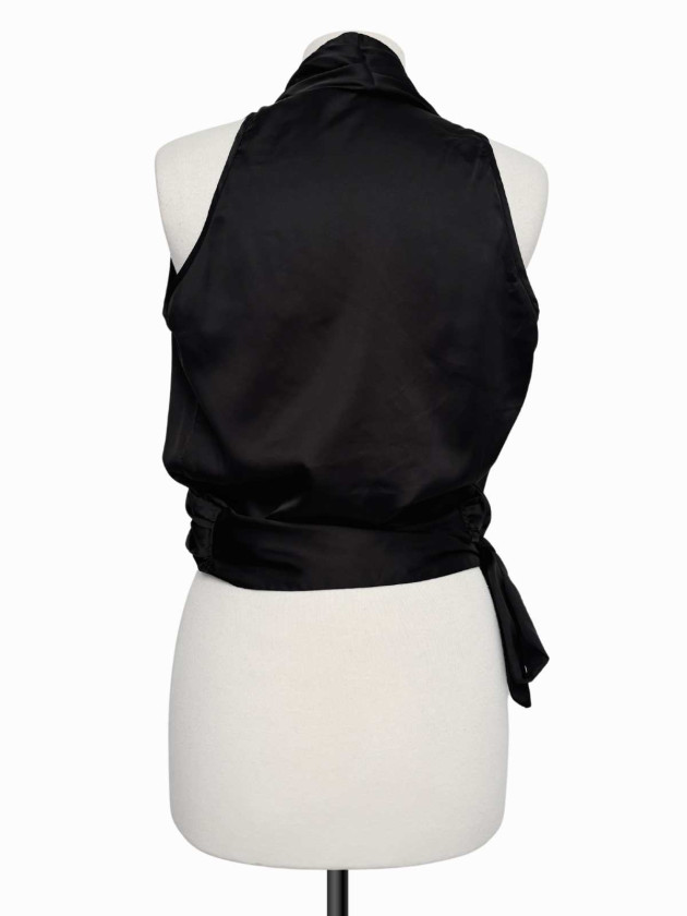 BLUSA WRAP SATINADA NEGRA