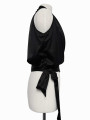 BLUSA WRAP SATINADA NEGRA