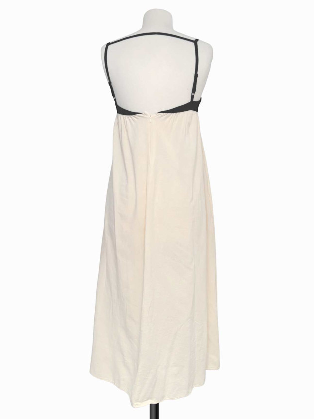 VESTIDO MAXI LINO NEGRO Y CREMA