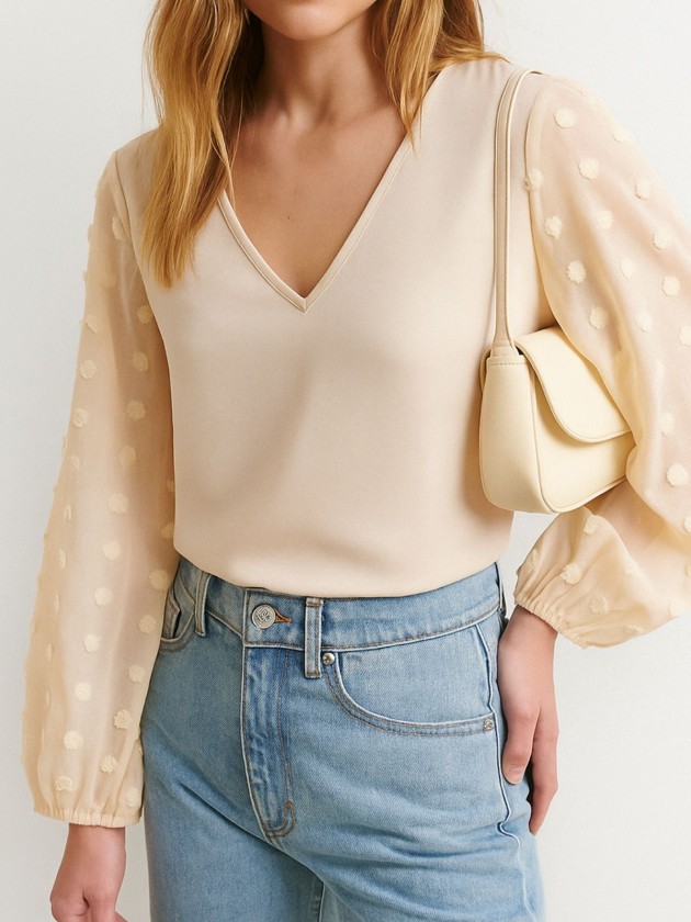 BLUSA MANGAS CON TEXTURA