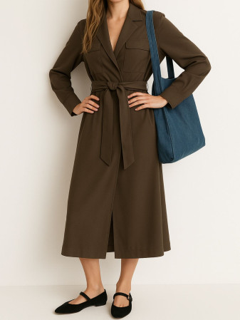 VESTIDO MAXI CARGO H&M SATINADO
